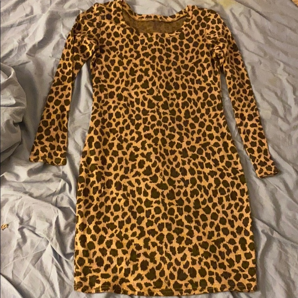 Animal print long sleeve dress